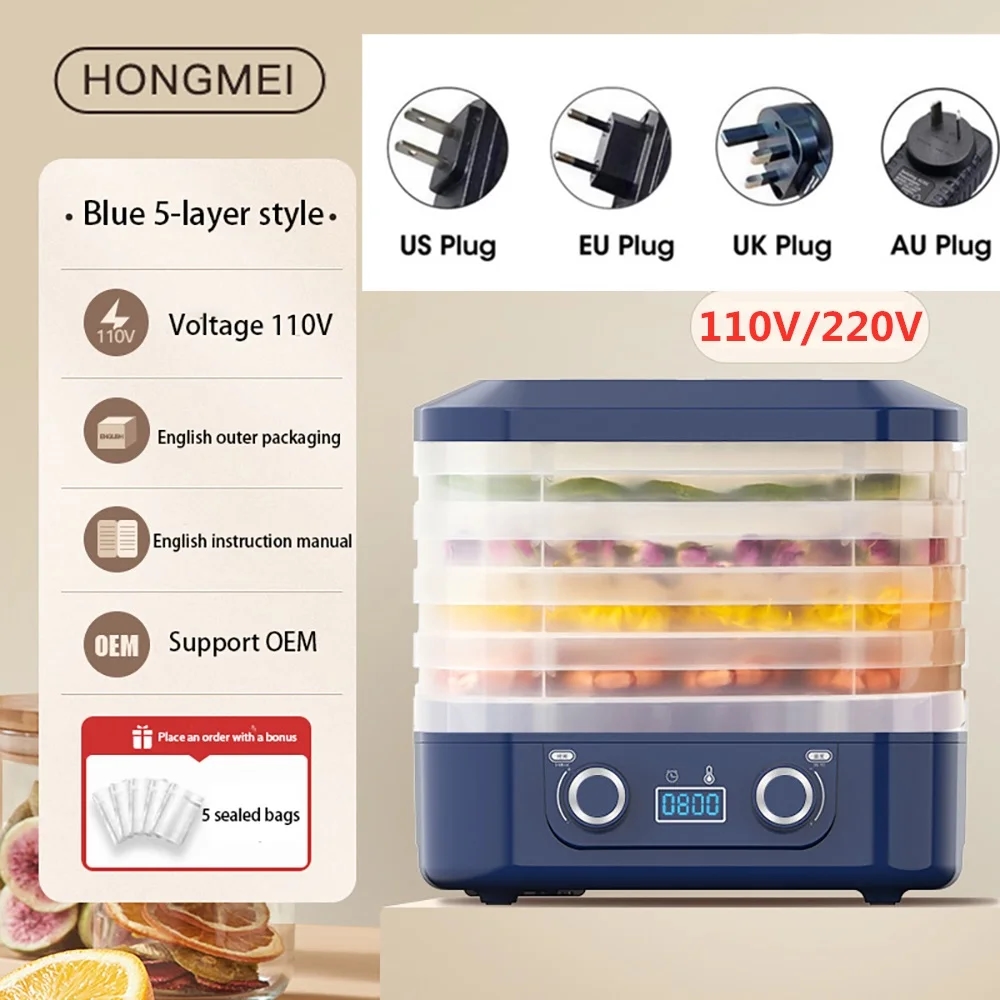 Dryer with open layers filled with fresh vegetables and fruits