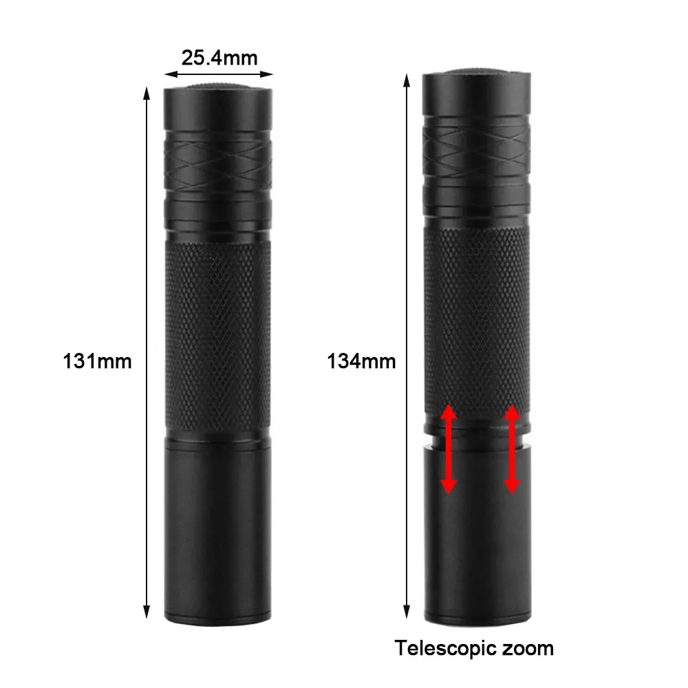 Detailed view of the adjustable focus and control button on the infrared flashlight
