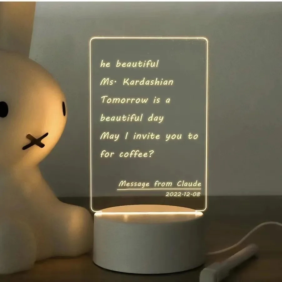 Designer glowing board with marker for interior decoration