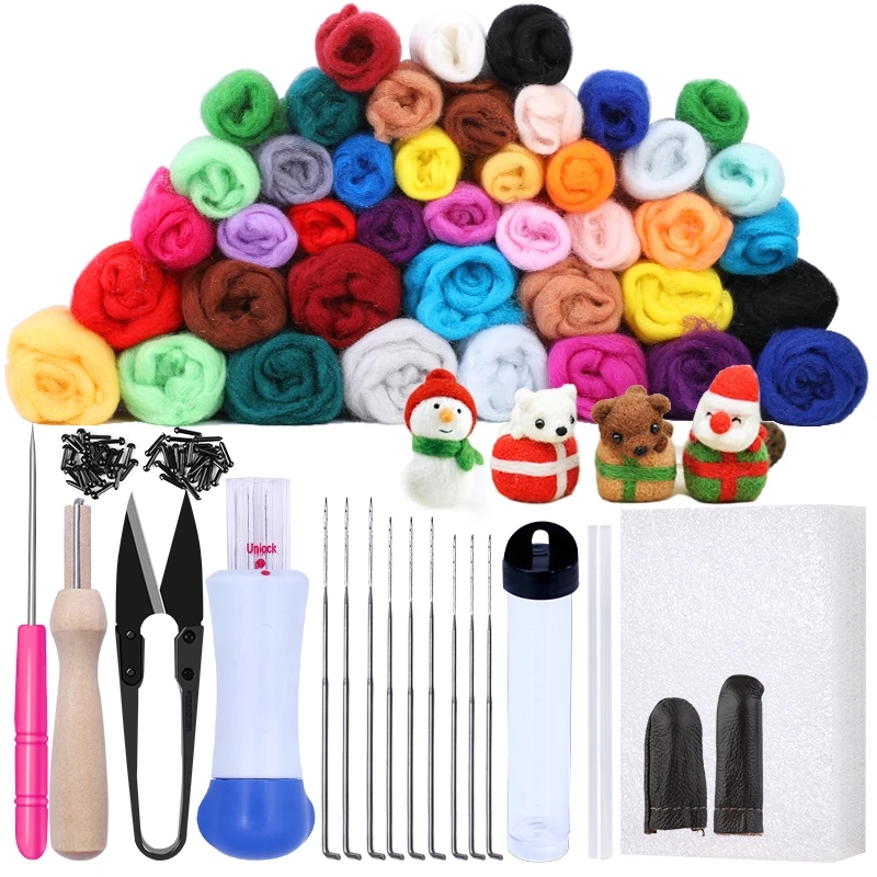 Variety of wool colors in the MIUSIE kit for creating unique products