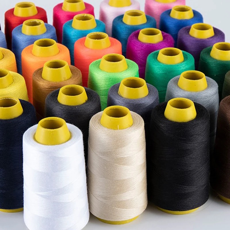 Spool of black polyester sewing thread