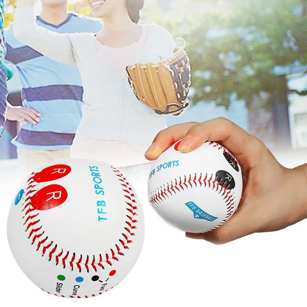 Training baseball with finger position markings