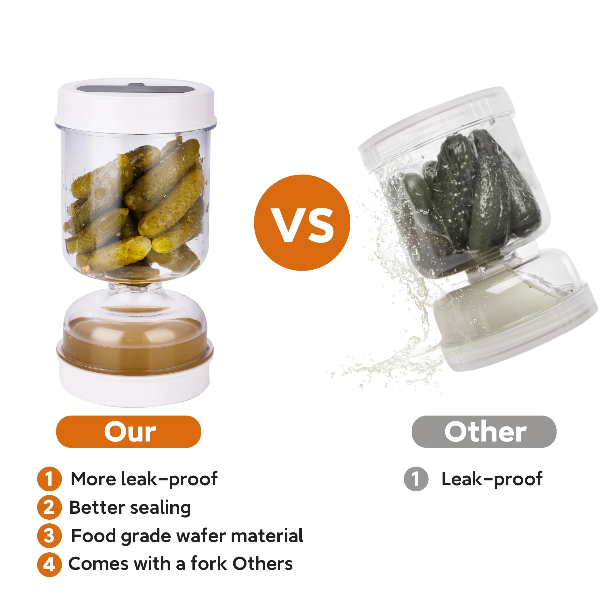 Unique shape of the jar, conveniently fits in the refrigerator