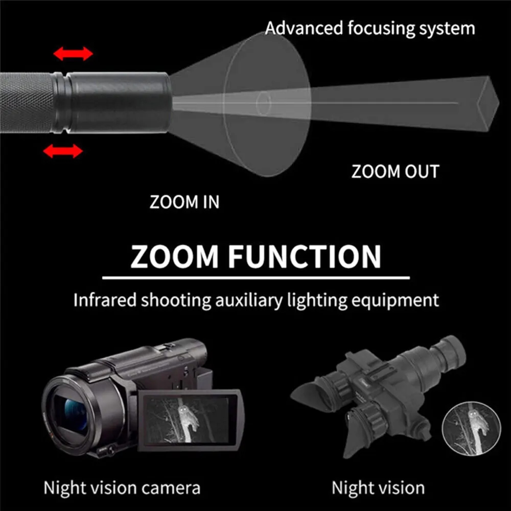 Infrared flashlight mounted on a weapon for night hunting