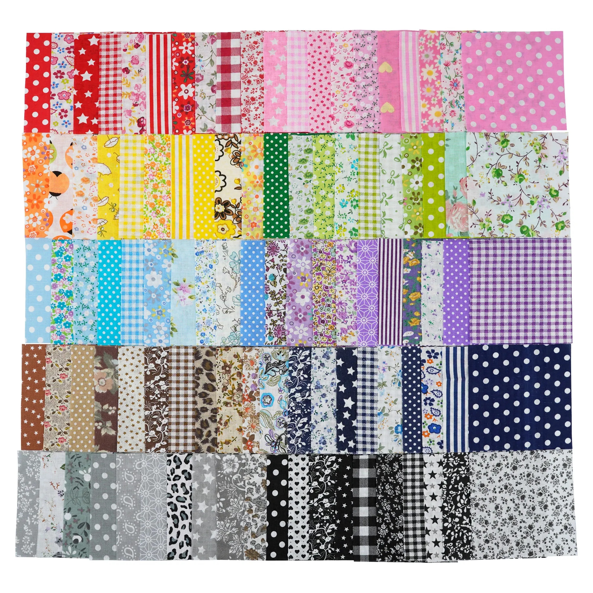 Fabric squares 10x10 cm, perfect for sewing and patchwork, with beautiful patterns