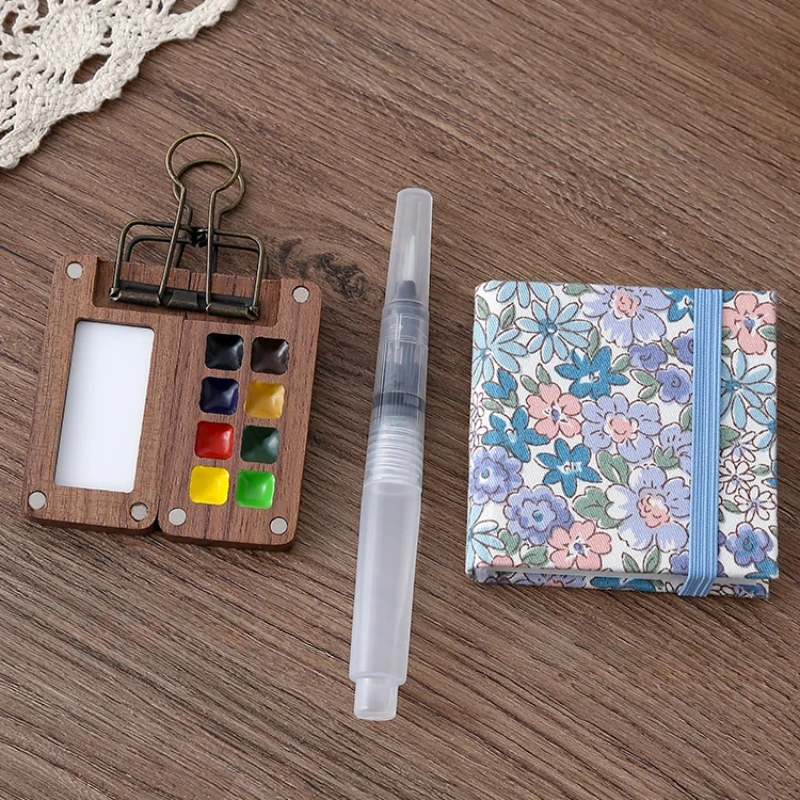 Closed wooden Schmincke watercolor set with built-in palette