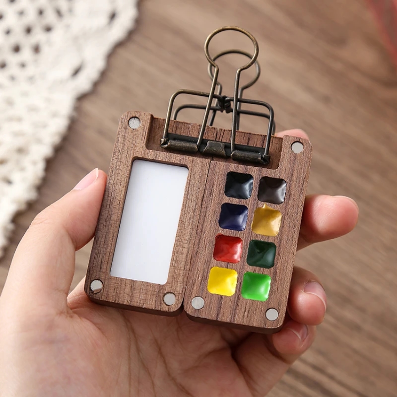 Compact size of the wooden Schmincke watercolor set allows you to easily take it with you