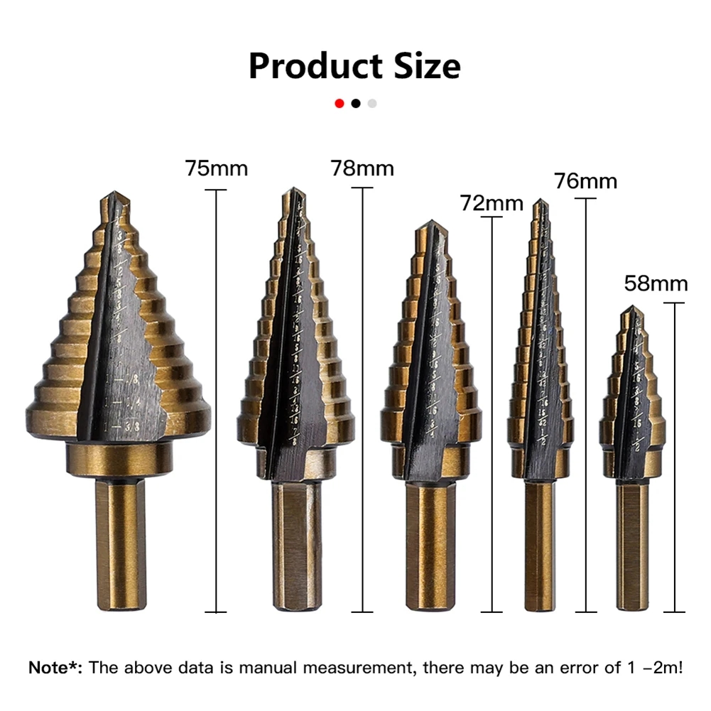 Demonstration of several drills with a different range of hole diameters