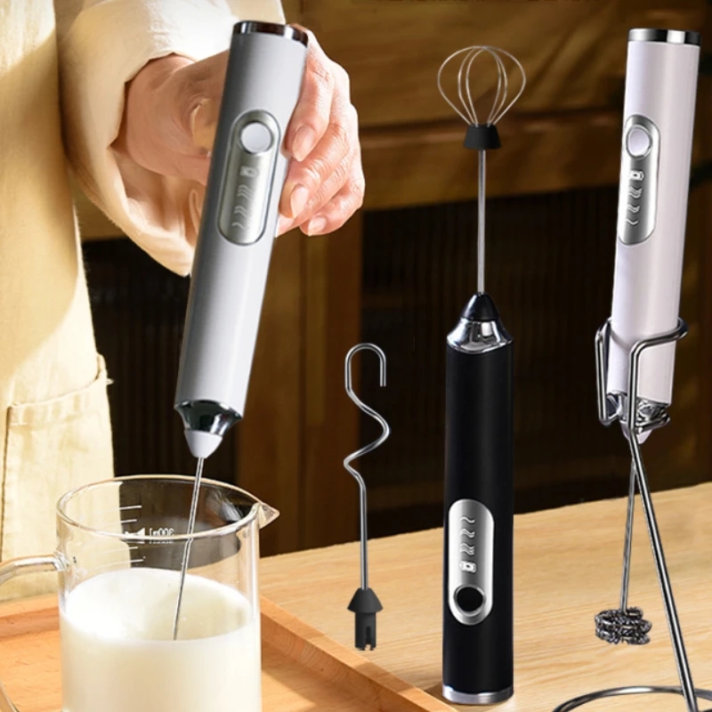 Wireless whisk for making foam in action