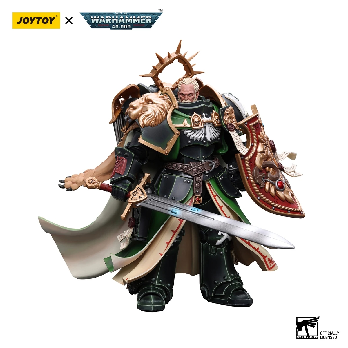 Primarch Lion El'Jonson figure from Warhammer 40K with a battle shield