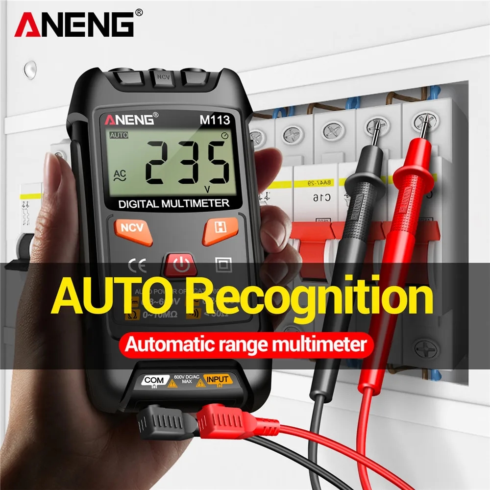 Portable digital multimeter ANENG M113 with LCD display and control buttons