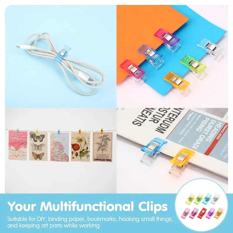 Many bright multi-colored clips for creativity