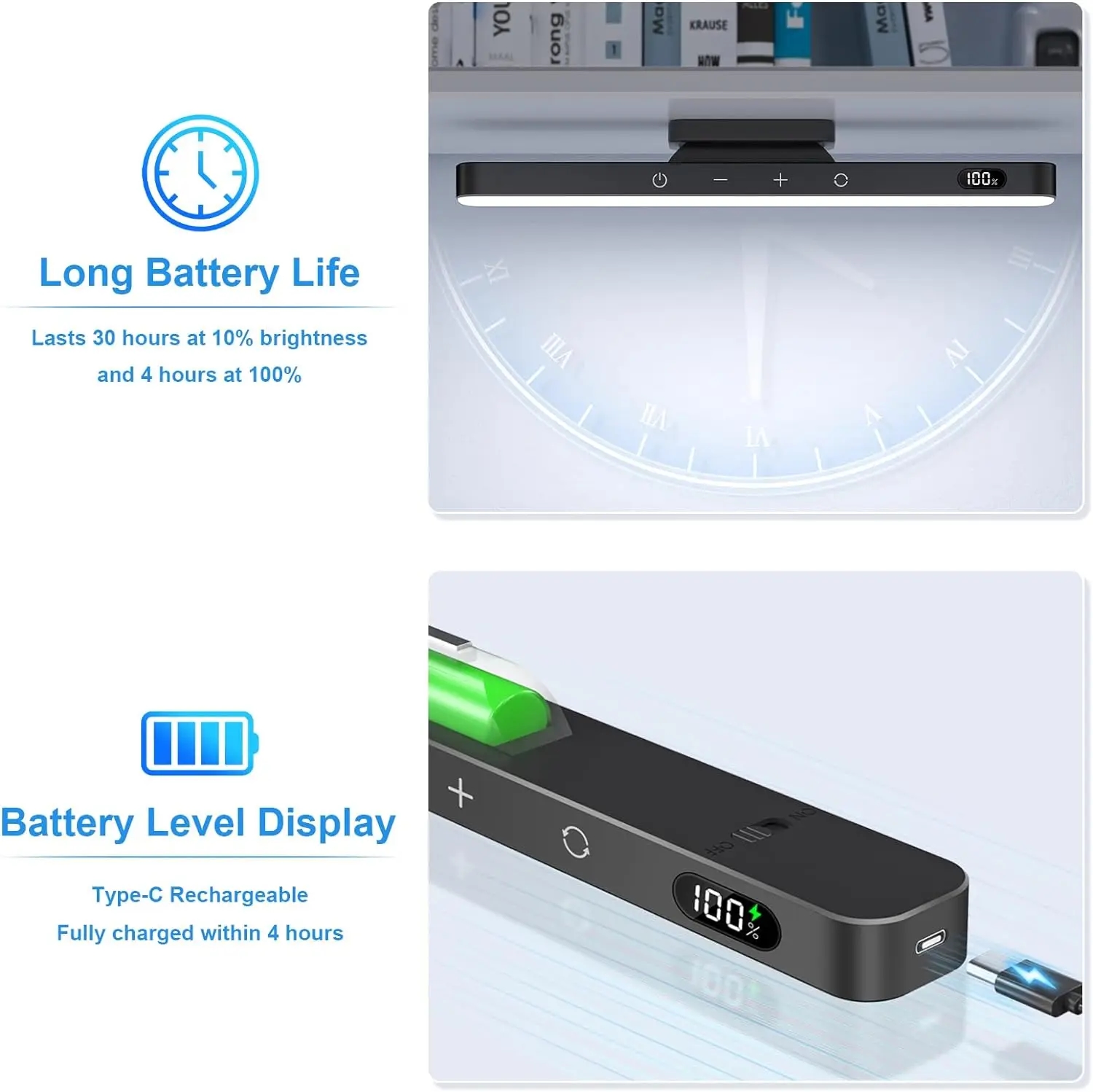 내장 배터리로 작동하는 화장용 LED 조명