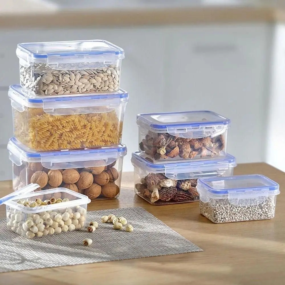 Durable plastic refrigerator container with reliable lid, capacity 1000 ml