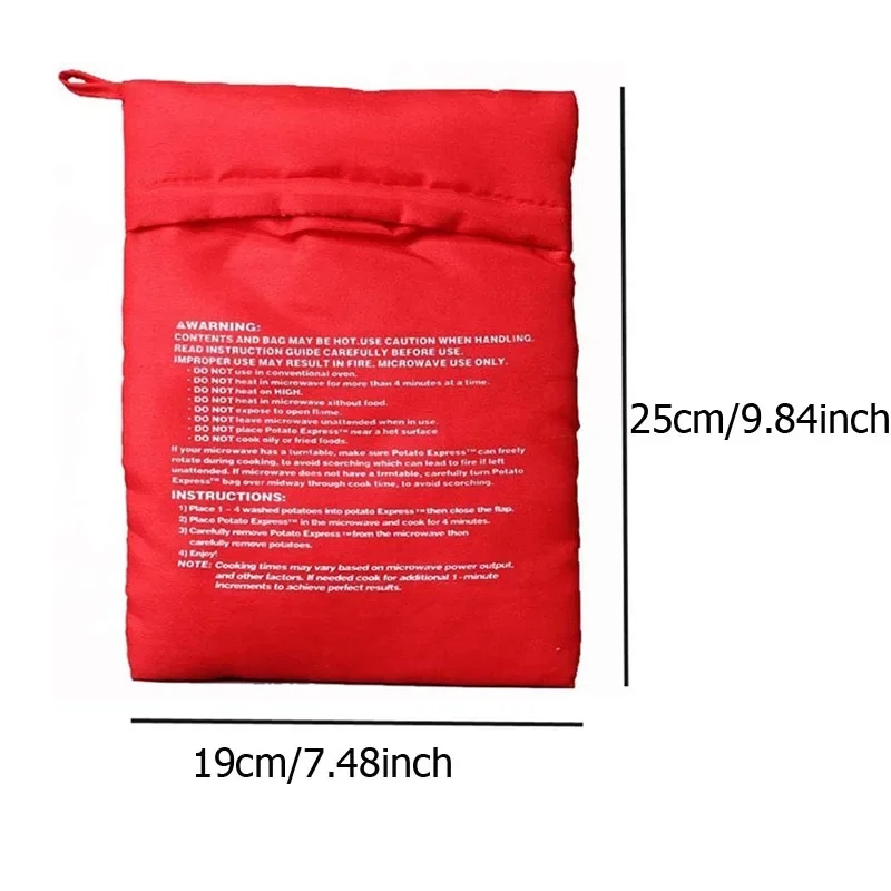 The bag allows you to cook potatoes in the microwave in just 4 minutes