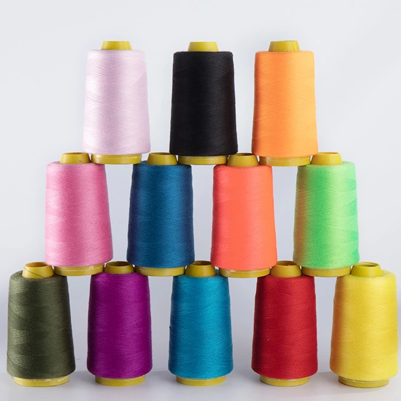 Spool of white polyester sewing thread