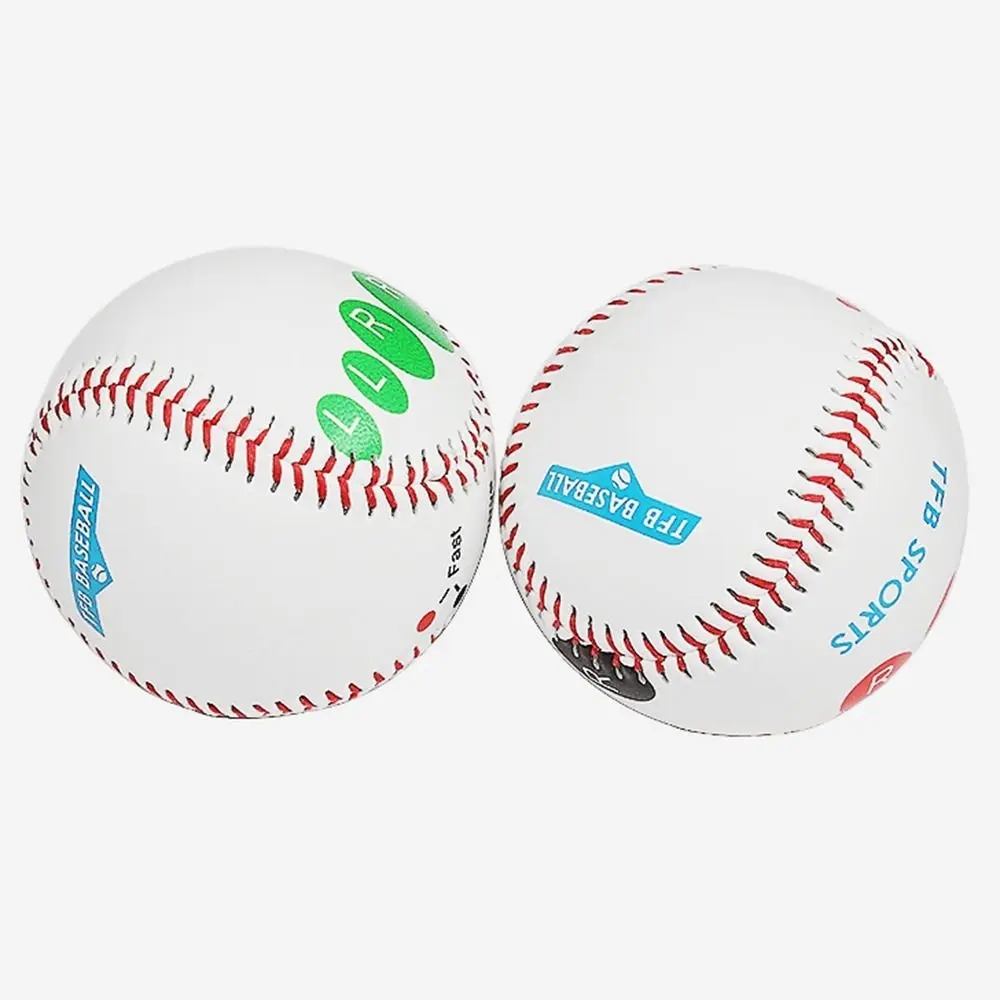 Detailed view of the finger markings on the training baseball