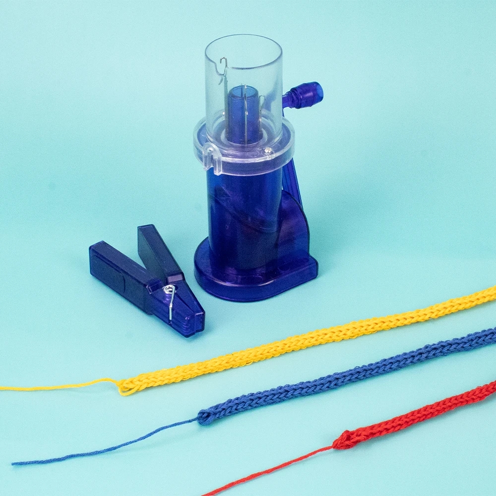 Demonstration of the knitting process using the machine, showing ease of use