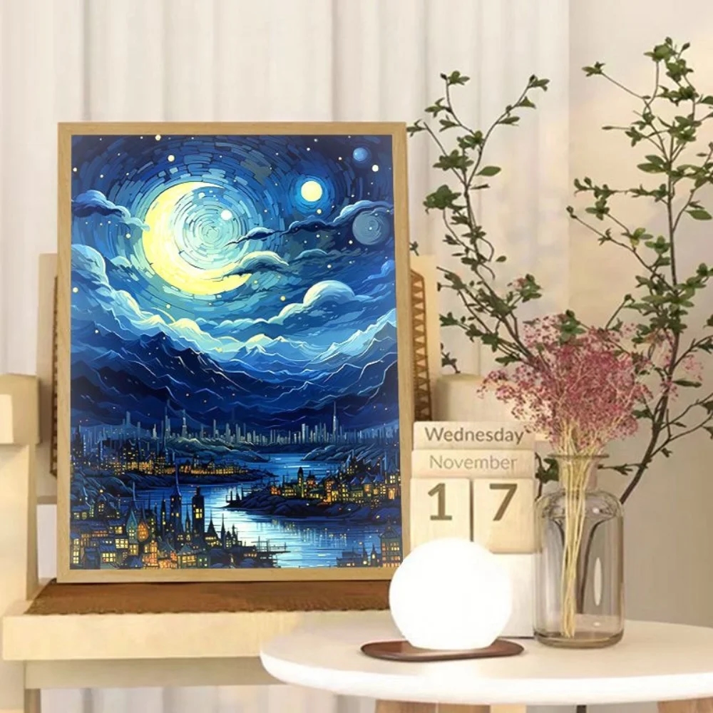 Van Gogh lamp illuminating a room with warm light