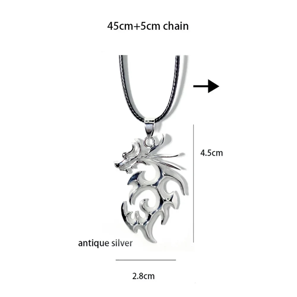 Model wearing the glow-in-the-dark dragon necklace