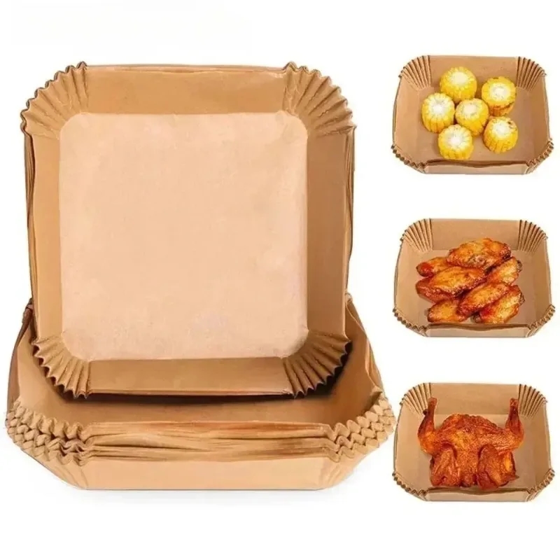 Round, square and rectangular paper mats for air fryers