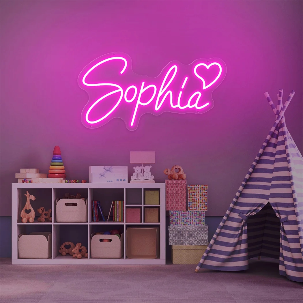 Glowing sign with a name, perfect for decorating a child's room