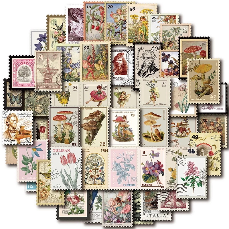 Stickers with prints of old views of Paris, London, and other cities
