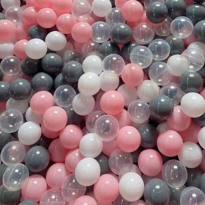 Bright blue, green, orange and purple plastic balls