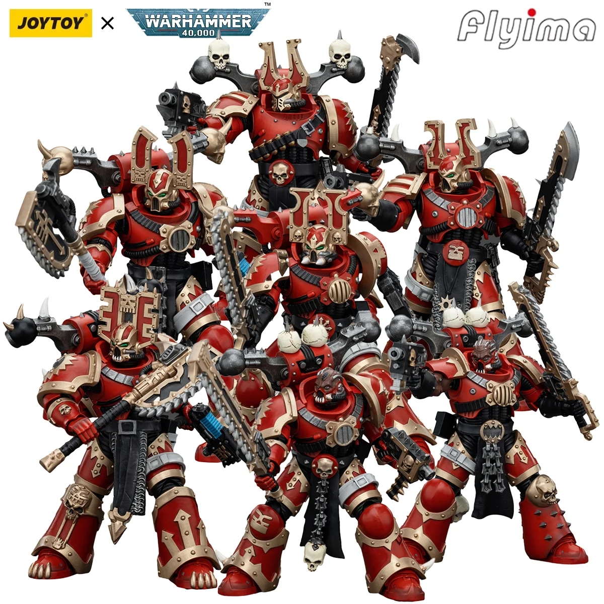 Close-up of Khorne Berserker figure with weapon and armor