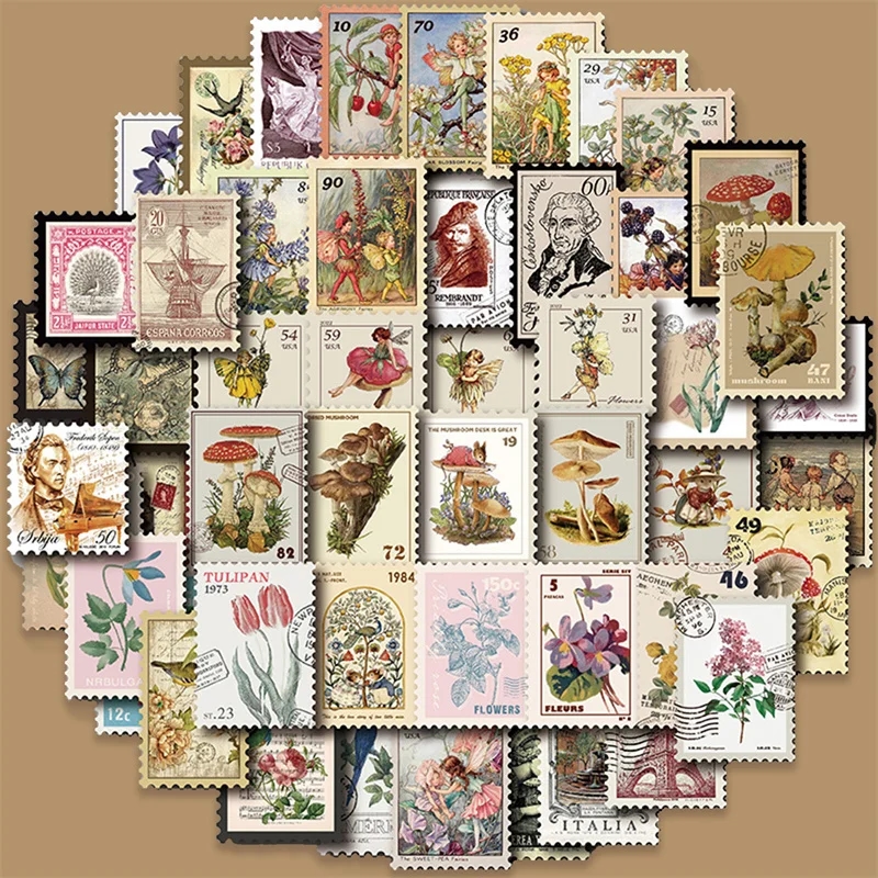 Beautiful vintage stickers with fairytale fairies and elves