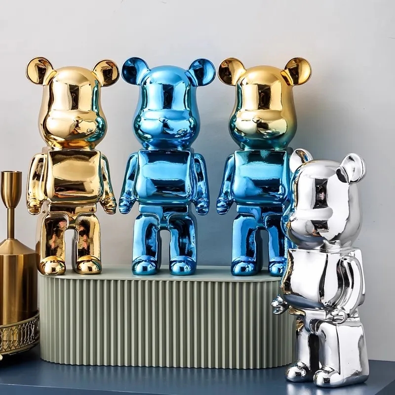 Ceramic bear statuette with a provocative appearance