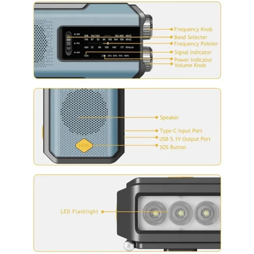 Radio with good sound quality and bright flashlight, suitable for any adventure