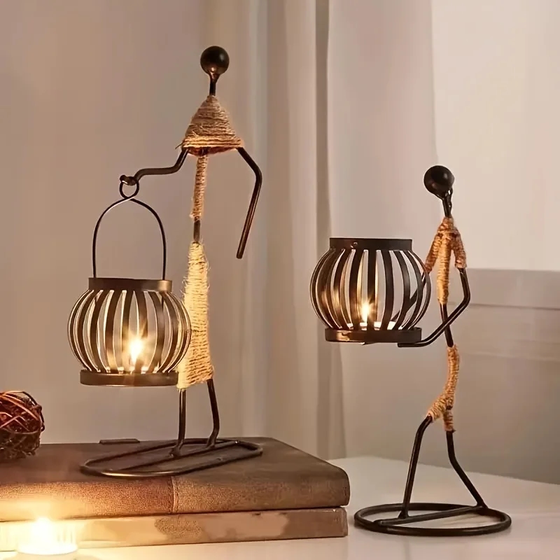 Candelabro de metal preto com design original