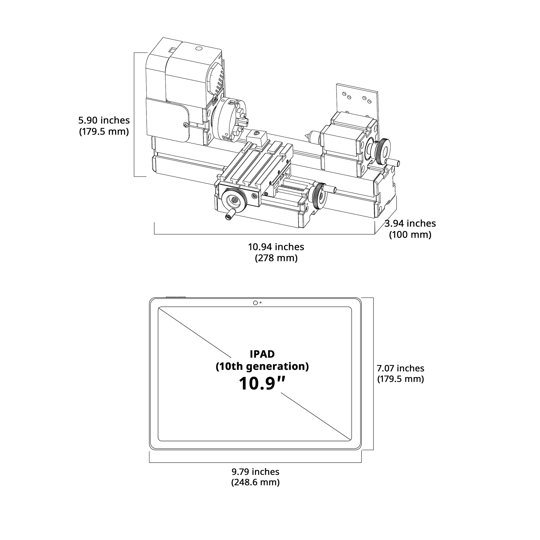 Petite taille du mini-tour pour faciliter l'utilisation