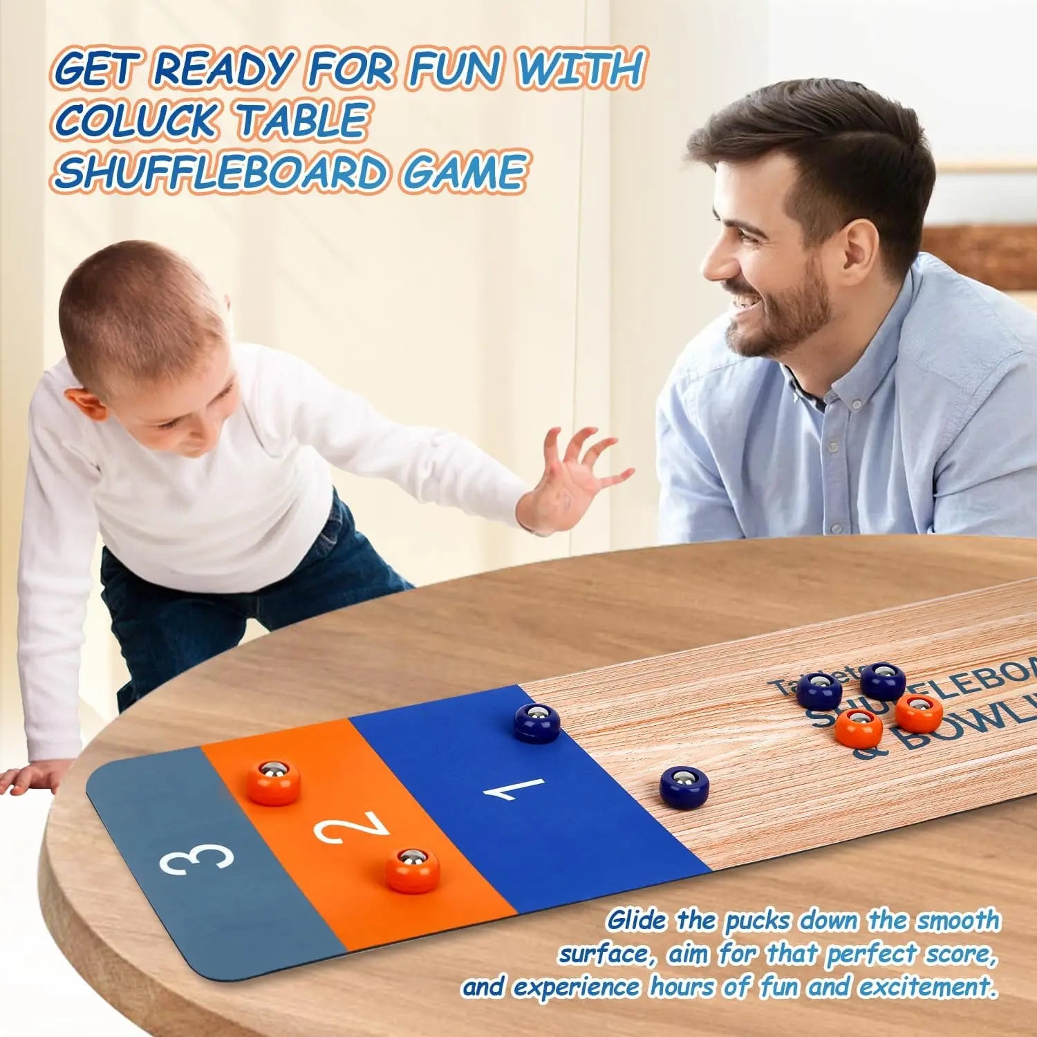 Gros plan sur l'élément shuffleboard du jeu de table