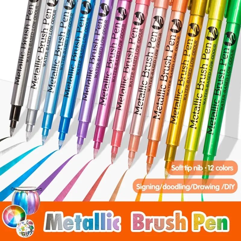 Close-up of GN markers with soft brush tip, ideal for precise painting and decorative elements