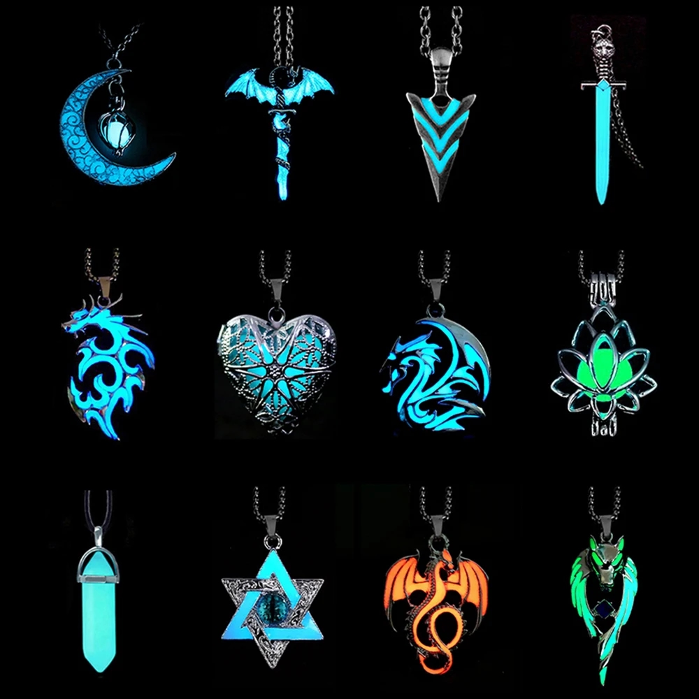 Necklace with dragon that glows in the dark