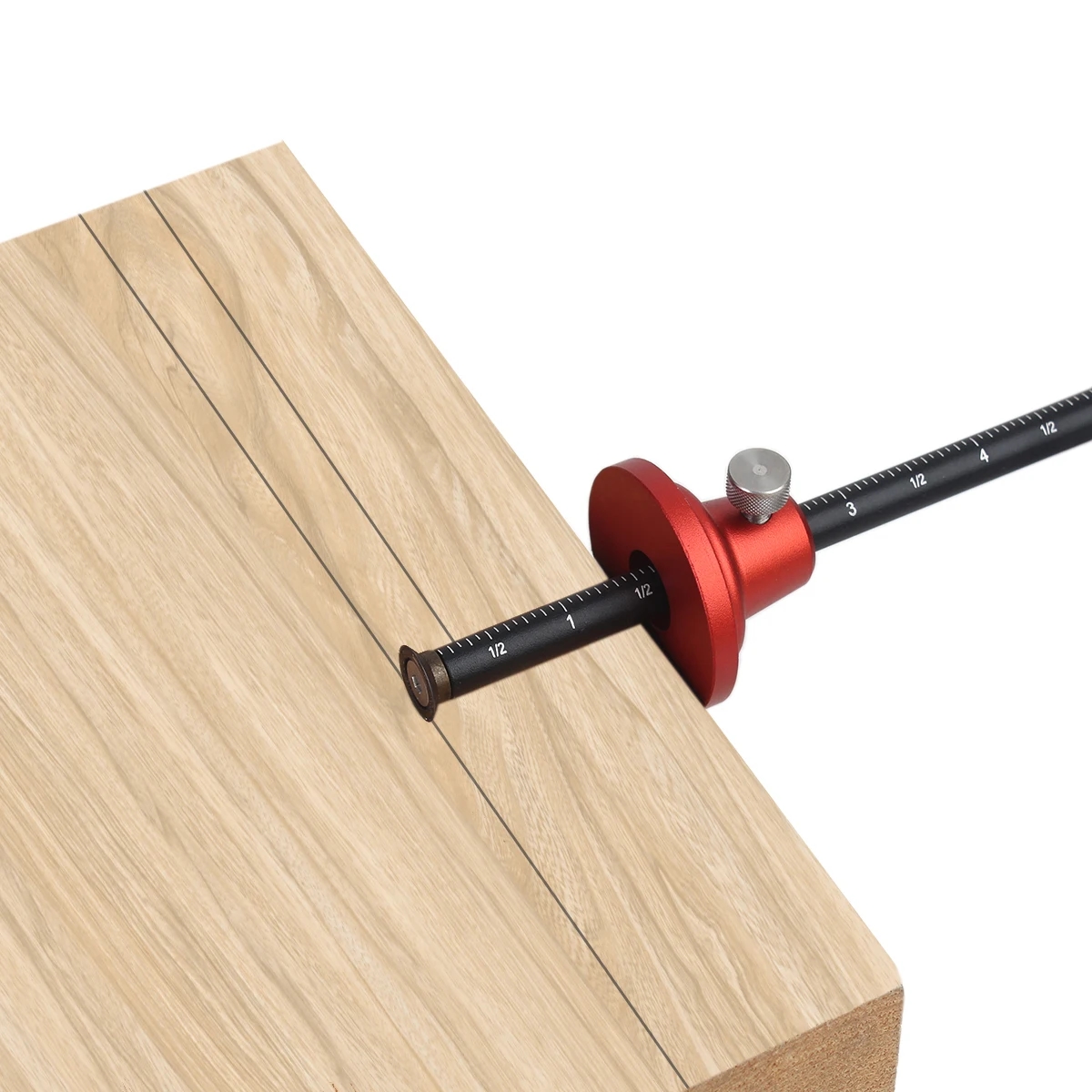 Close-up of the marking tool, demonstrating its sturdy metal construction