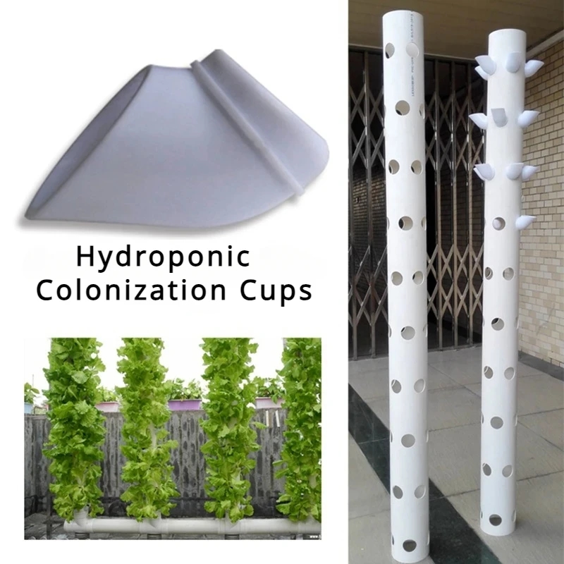 Set of plastic hydroponic pots for vertical plant cultivation