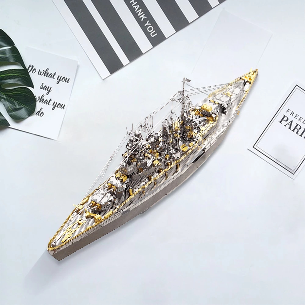 Process of assembling the Piececool Yamato Nagato Class Battleship 3D metal puzzle