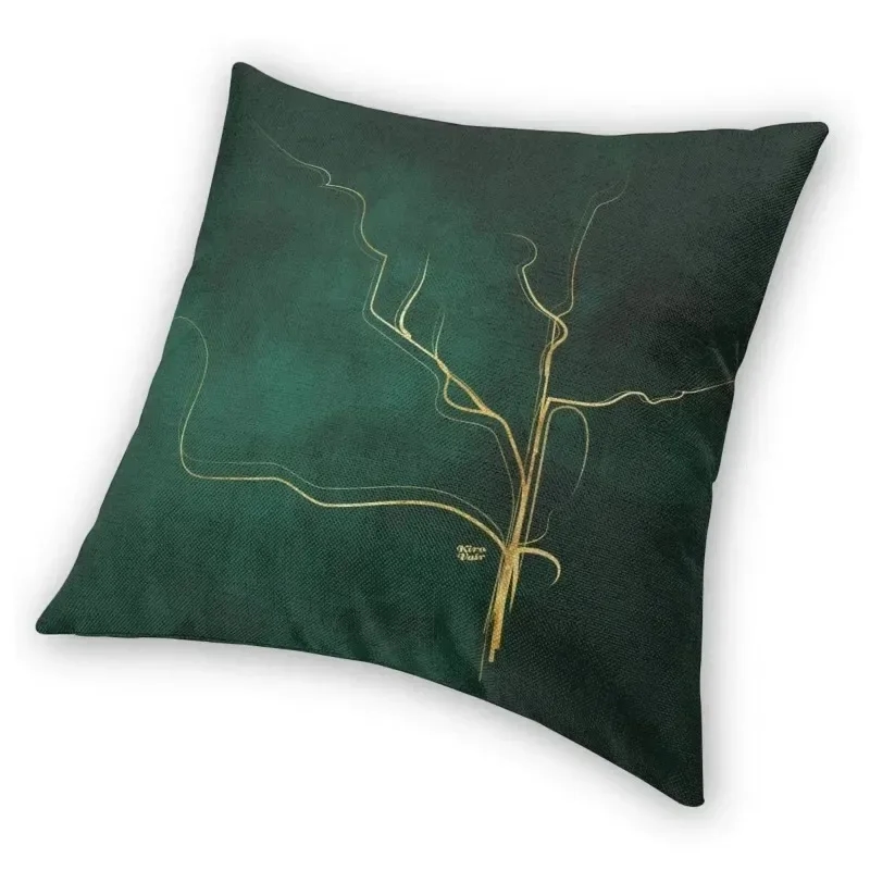 Square cushion cover in green color Kintsugi