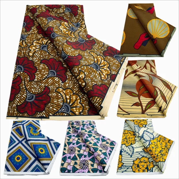 Detailed view of the texture and color of African wax fabric