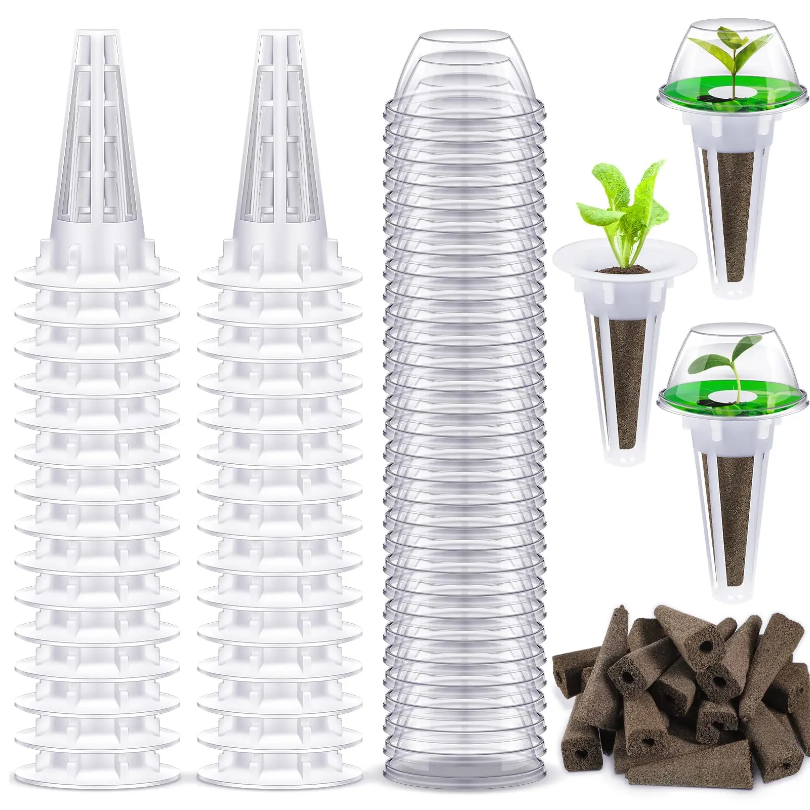 Hydroponic accessories with baskets and lids