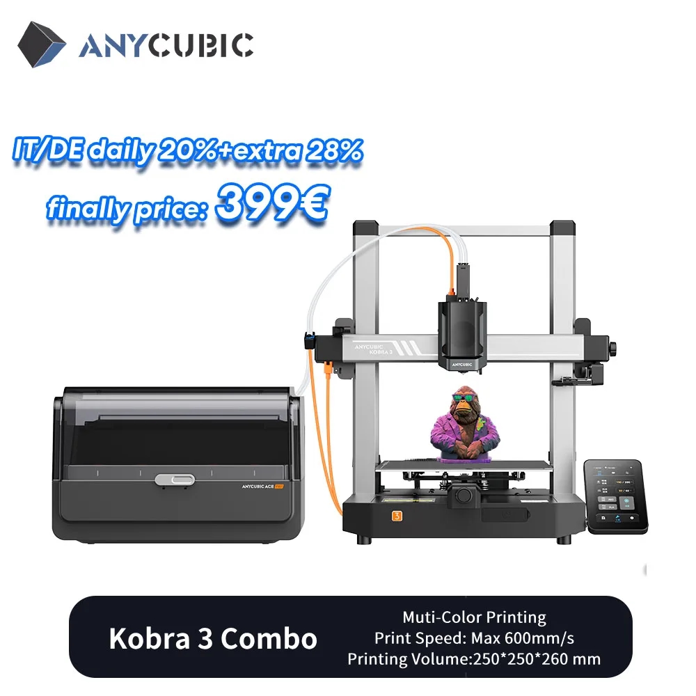 최대 8색 인쇄 기능이 있는 다기능 3D 프린터 ANYCUBIC Kobra 3 콤보