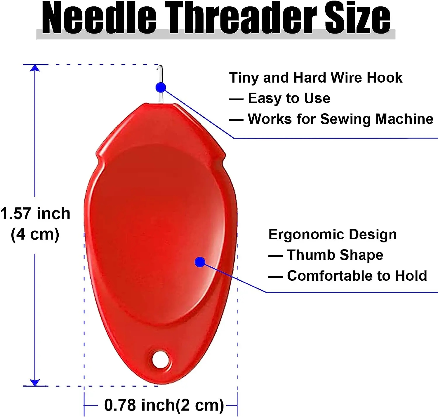 Person using an automatic threader to quickly thread a needle