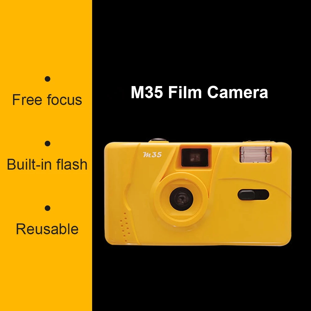 Helle gelbe Filmkamera Kodak M35, die Ihren Aufnahmen lebendige Farben verleiht