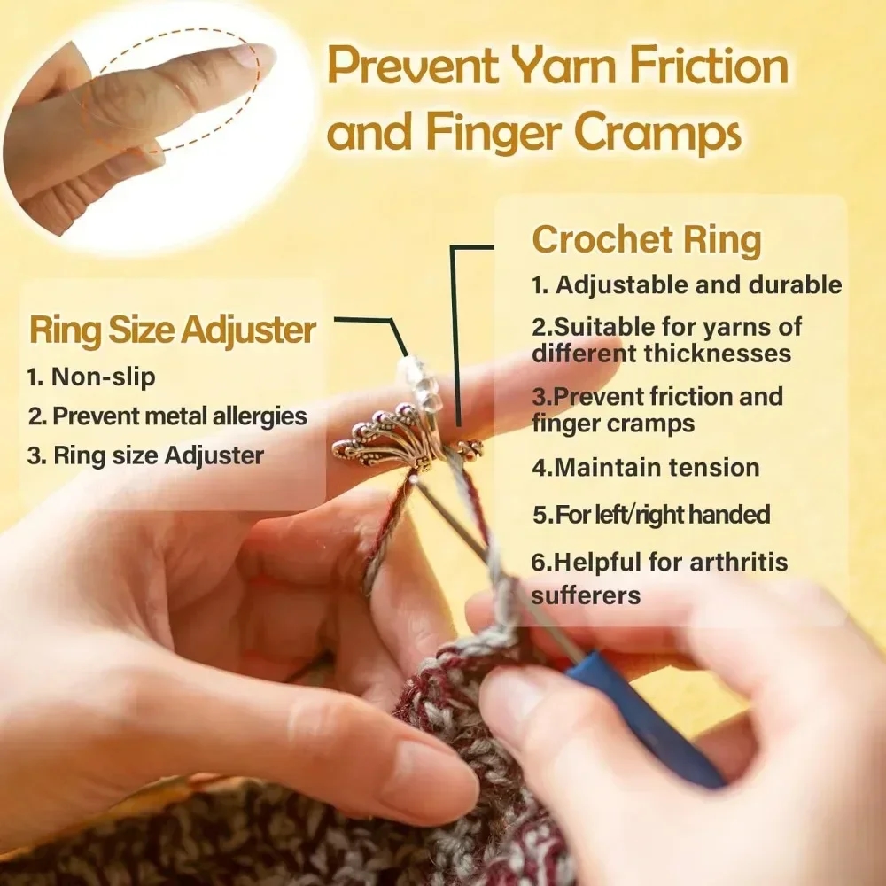Lightweight knitting ring that is convenient to wear and use while working