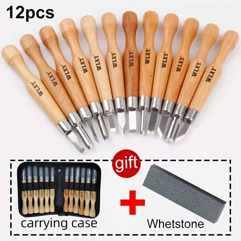 Wood chisel set with sharpening stone in a compact case