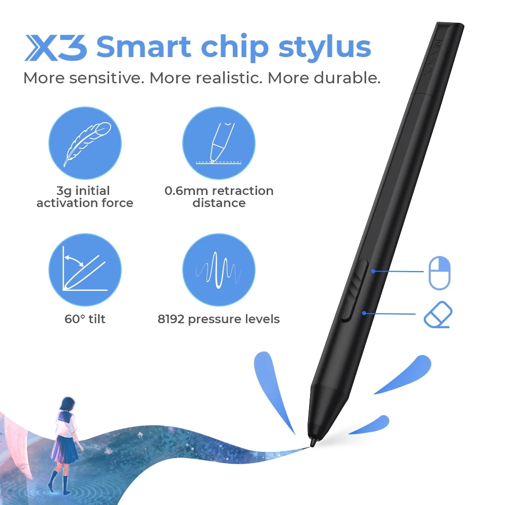 Ensemble d'accessoires et de composants inclus avec la tablette XPen Artist 12 de 2ème génération