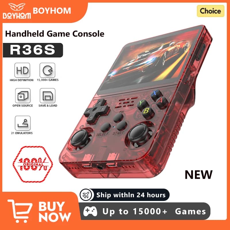 Bright portable retro console R36S with 3.5-inch IPS display